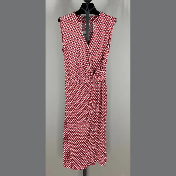 NEW Banana Republic Dress Womens Small red blue geometric sheath preppy classic - Picture 1 of 9